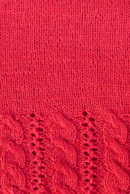 Kırmızı yün kamgarn kazak detay