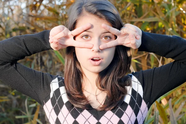 Adolescente menina outono dia retrato — Fotografia de Stock