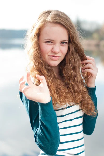 Teenage girl autumn day portrait — Stock Photo, Image