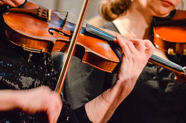 Músico tocando violino no concerto — Fotografia de Stock