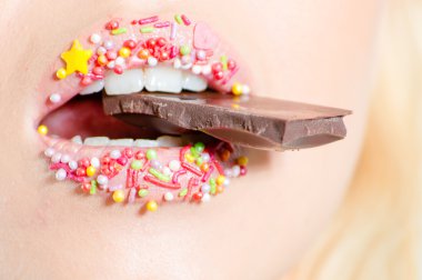 Sweet lips and chocolate bar clipart