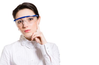 genç kadın bilim üzerine beyaz izole