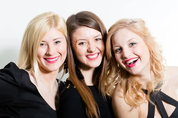 Three beautiful women friends closeup face portrait — Stock Photo, Image