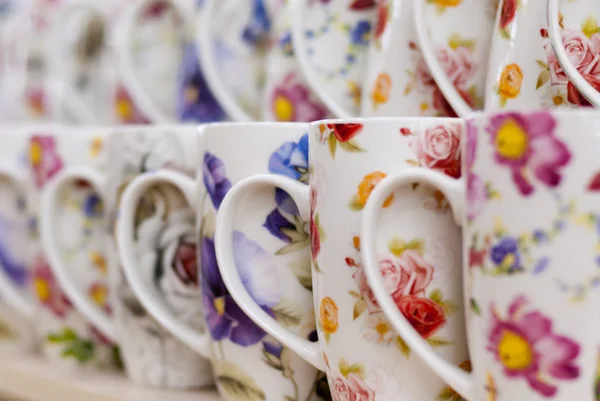Birçok beyaz çay veya kahve kupalar — Stok fotoğraf
