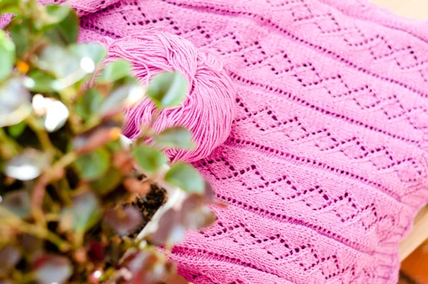 Detalhe da camisola de malha de artesanato tecido — Fotografia de Stock