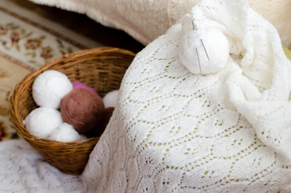 Detalj av vävd hemslöjd sticka tröja — Stockfoto