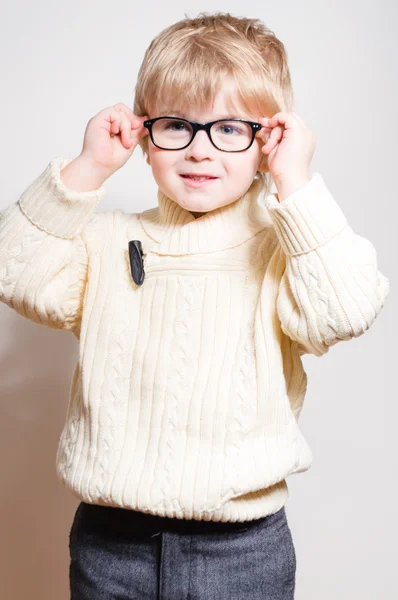 Preschooler blond boy in glasses — Stock Photo, Image