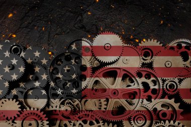  Business American Flag Cogs Ekonomi