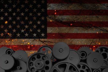  Business American Flag Cogs Ekonomi