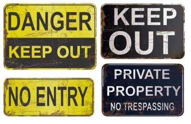 Set of rusty sign isolated on white clipart