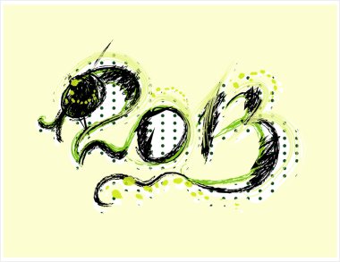 Yılan ile yeni yıl 2013 kartı