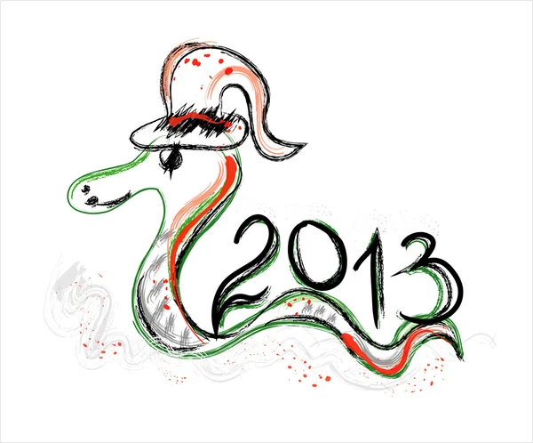 Nieuwjaarskaart 2013 met slang — Stockvector