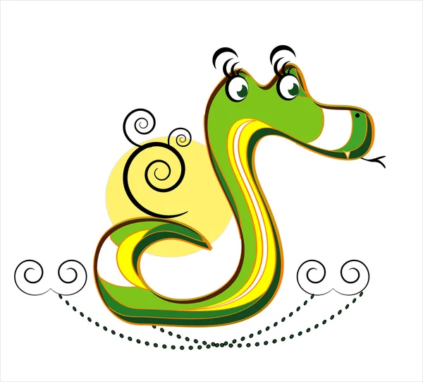 Snake with decorative curl on white background — Stock Vector