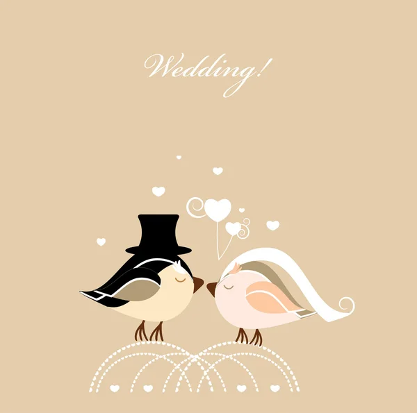 Tarjeta de boda con pájaros — Vector de stock