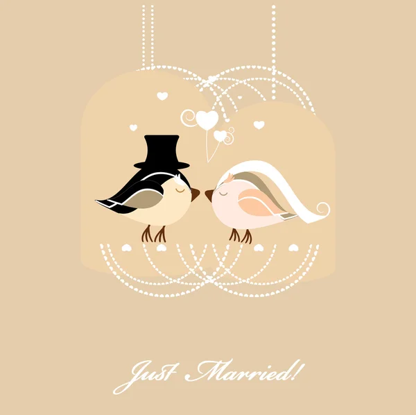 Esküvői kártya madarakkal — Stock Vector