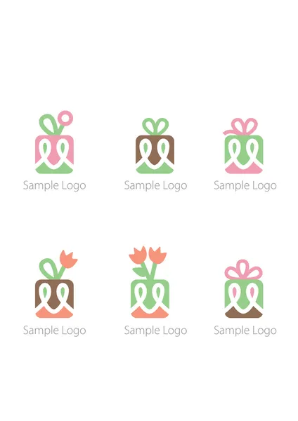 Conjunto de muestras de logotipo dulce lindo — Vector de stock