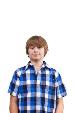 şirin akıllı mutlu gülümseyen genç çocuk