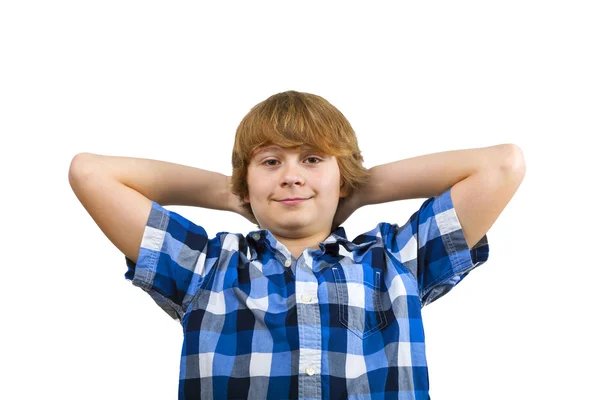 Bonito inteligente feliz sorrindo menino — Fotografia de Stock