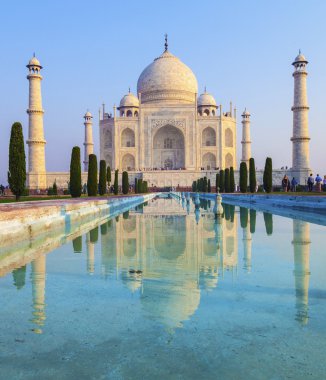 Taj mahal gündoğumu ışık, agra, Hindistan