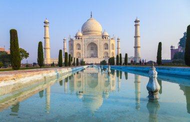 Taj mahal gündoğumu ışık, agra, Hindistan
