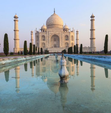 Taj mahal gündoğumu ışık, agra, Hindistan