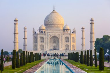 Taj mahal gündoğumu ışık, agra, Hindistan
