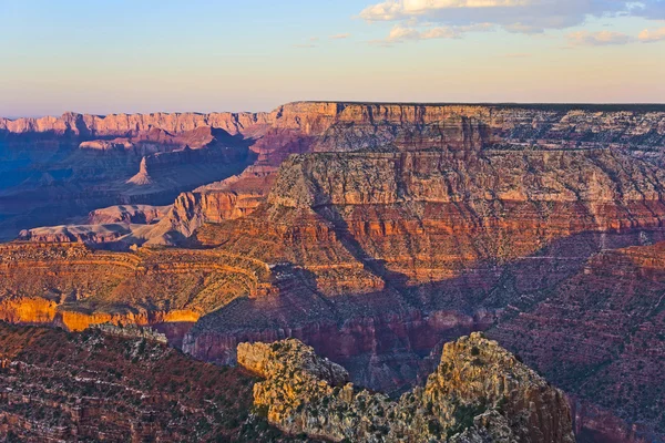 Colorful Sunset at Grand Canyon seen from Mathers Point, South Rim — Stock Photo, Image