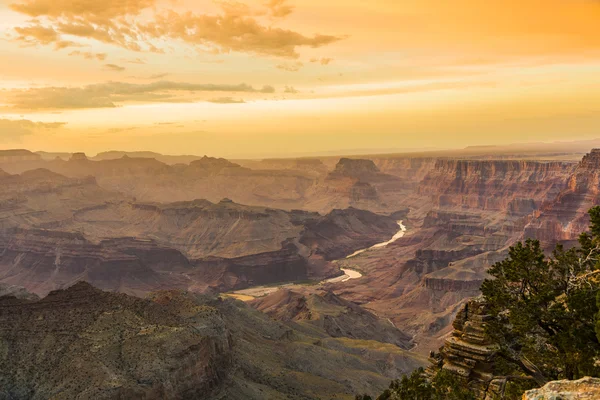 Sunset at the Grand Canyon seen from Desert View Point, South Ri — Stock Photo, Image
