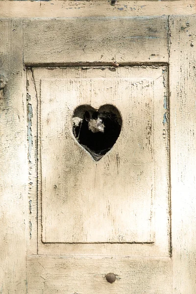 Παλιά ξύλινη πόρτα στην Ιταλία meran, tirol, με ένα σκαλιστό ρομαντικό αυτός — Φωτογραφία Αρχείου