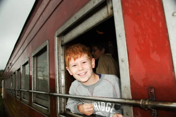 Boy in the train — Stock Photo, Image