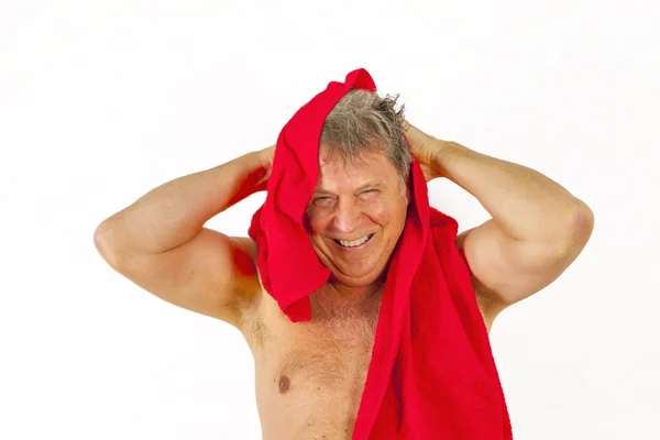 Hombre toallando cabello después de la ducha —  Fotos de Stock