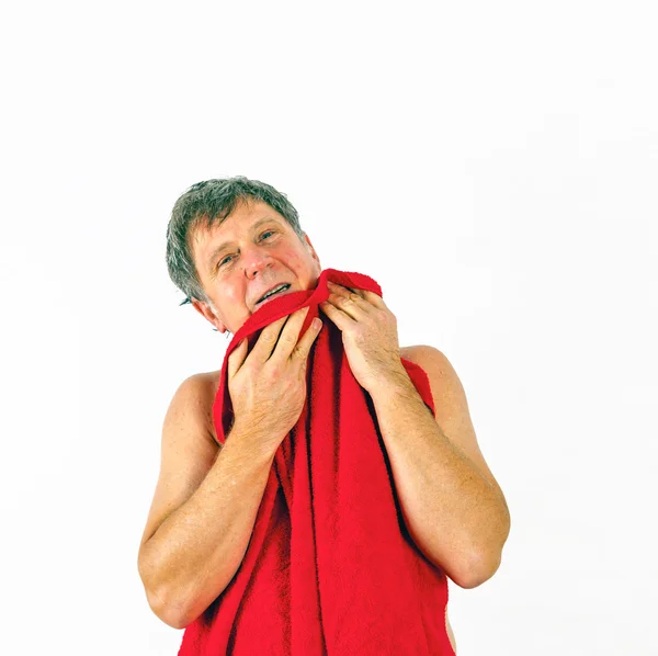 Mann som vasker hår etter dusj – stockfoto