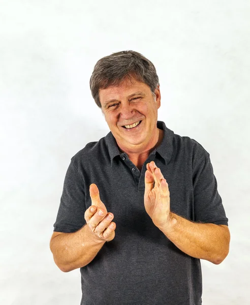 Stylish man standing and gesturing with his hands — Stock Photo, Image