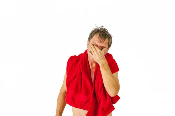 Hombre toallando cabello después de la ducha —  Fotos de Stock