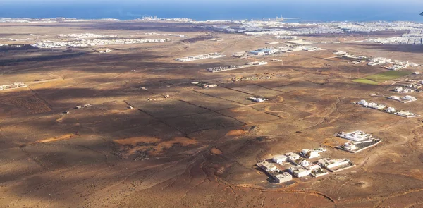 Aerial of Lanzarote with wind power plant — Stock Photo, Image