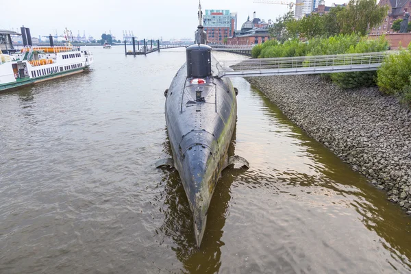 Submarino no porto de Hamburgo — Fotografia de Stock