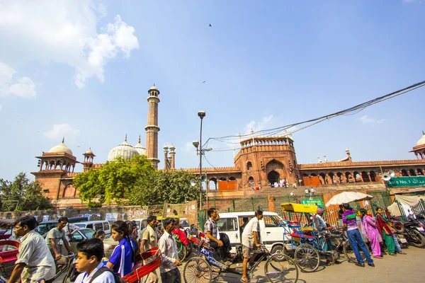 Γύρω από το jama masjid Τζαμί, παλιά Δελχί, Ινδία — Φωτογραφία Αρχείου