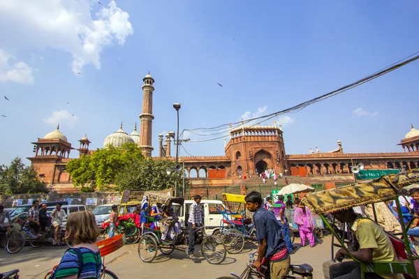 Um jama masjid moschee, alt delhi, indien — Stockfoto