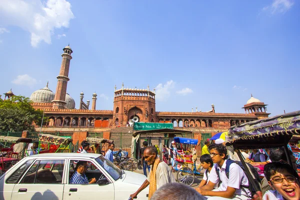 Em torno de Mesquita Jama Masjid, Deli velho, Índia — Fotografia de Stock