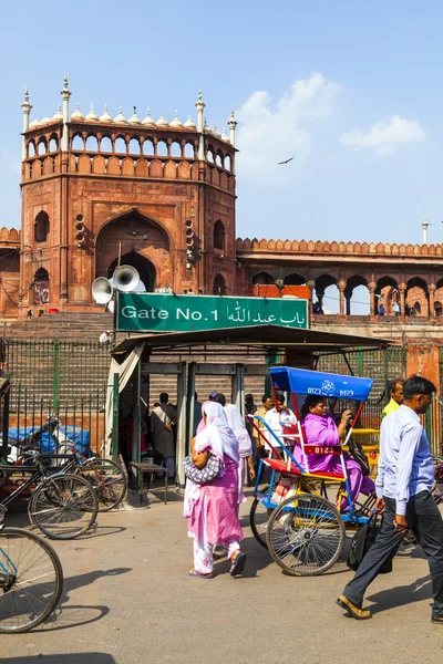 Em torno de Mesquita Jama Masjid, Deli velho, Índia — Fotografia de Stock