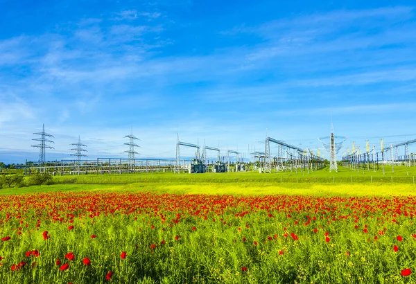 Power plant en distributie station — Stockfoto