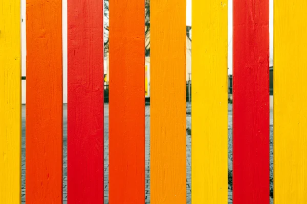 Wooden fence in harmonic positive colors — Stok fotoğraf