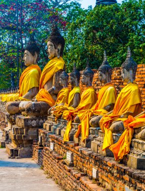 wat yai chai mongkol ayutthaya içinde yakın bangkok, Tayland, Tapınak, Buda heykelleri
