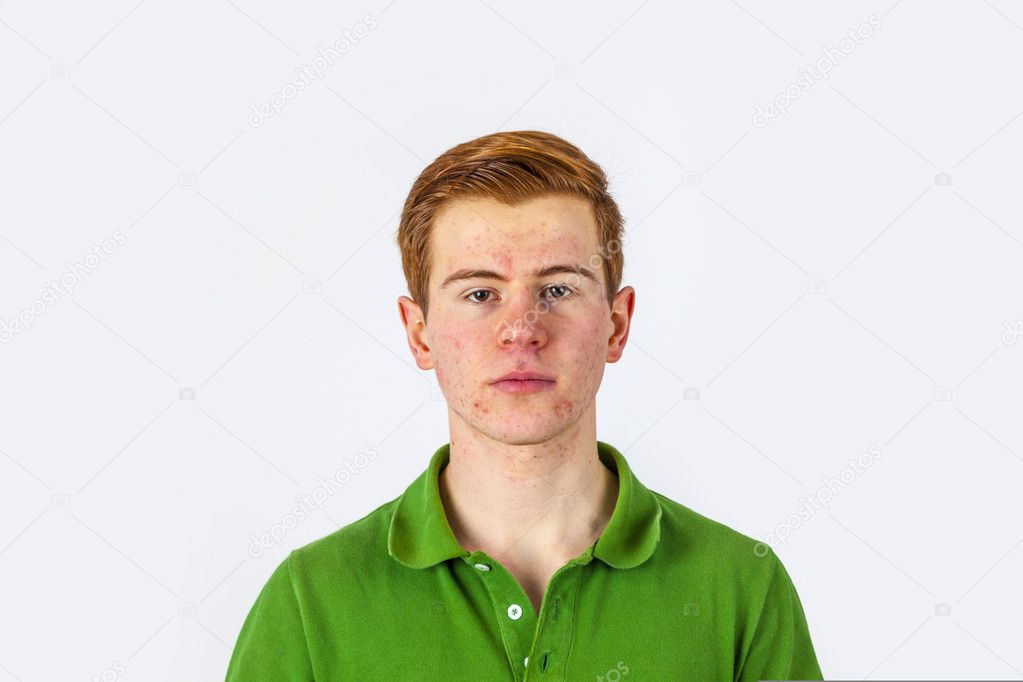 cool boy in green shirt with red hair