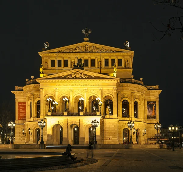 Lte Oper à noite em Frankfurt — Fotografia de Stock