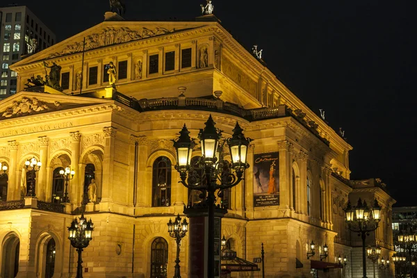 Lte Oper de noche en Frankfurt — Foto de Stock