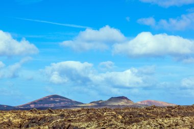 volkanik manzara Timanfaya milli parkta, lanzarote alınan,
