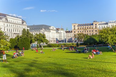 yeşil alan kamu sigmund freud platz, güneş banyosu için çim u olduğunu
