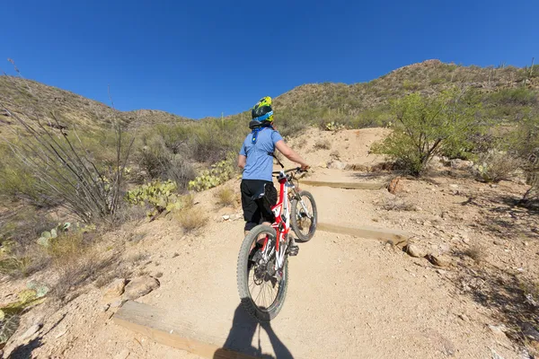 Ciclista downhill — Fotografia de Stock