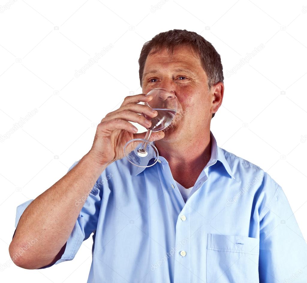 thirsty man drinking out of a wine glass